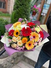 Букет цветов из:  Герберы, Ромашки, Хризантемы, Розы и Подсолнухи #REPLACE_PRED# Темясово